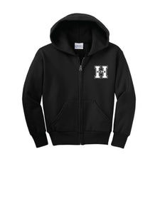 H LOGO YOUTH Full Zip Hooded Sweatshirt - Gildan or Comparable Brand